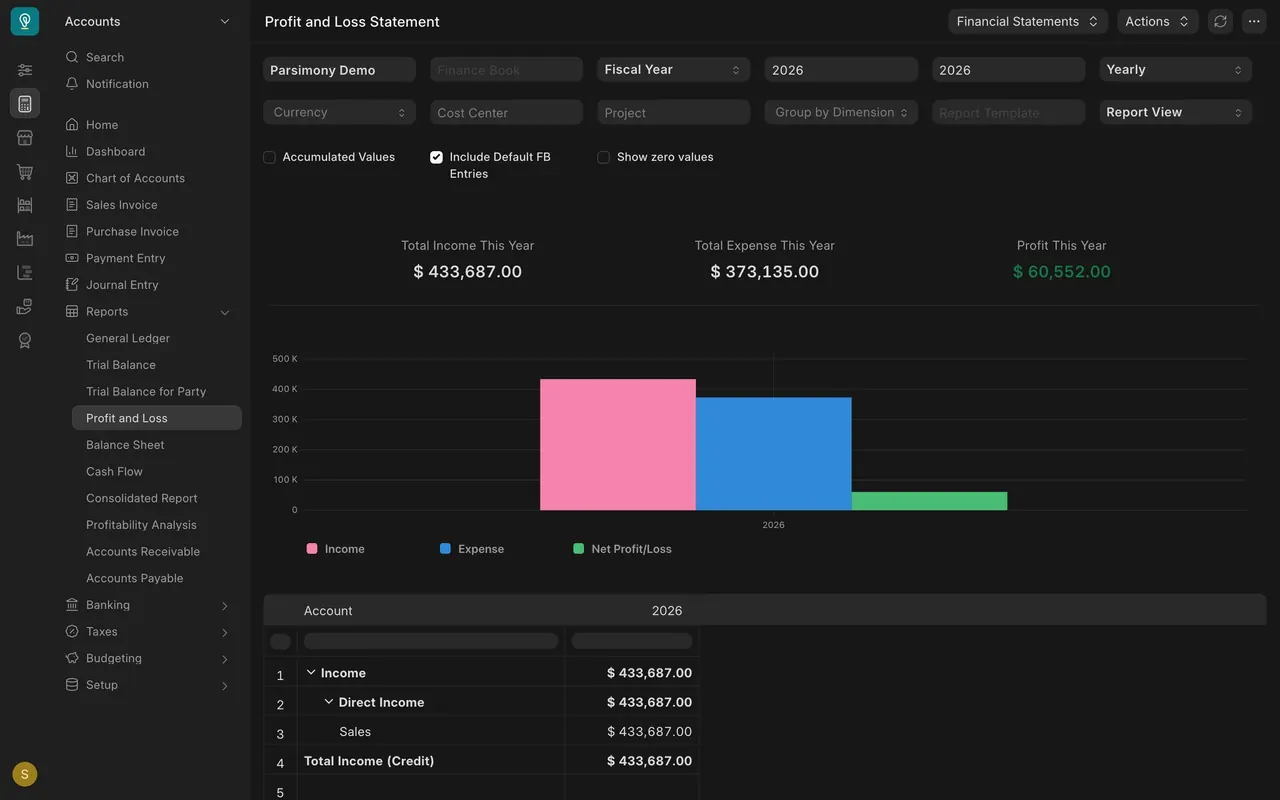 Profit and Loss Statement for 2026