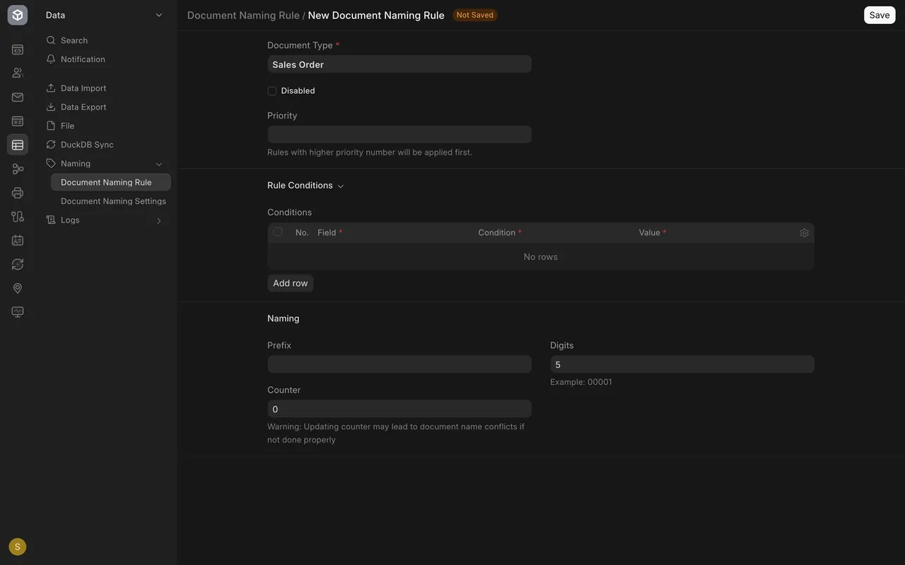 A new Document Naming Rule for Sales Order