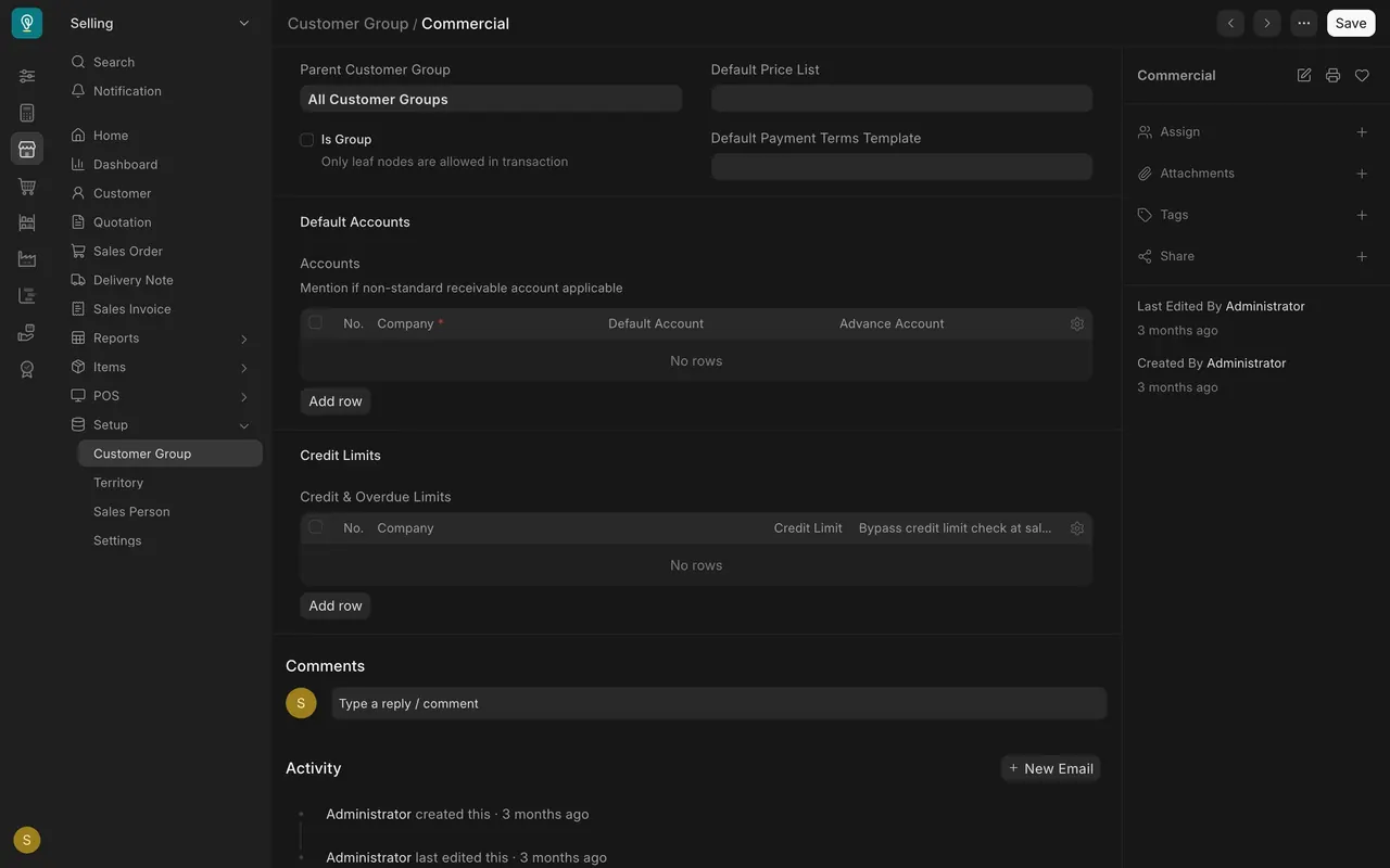 Customer group: Default Price List