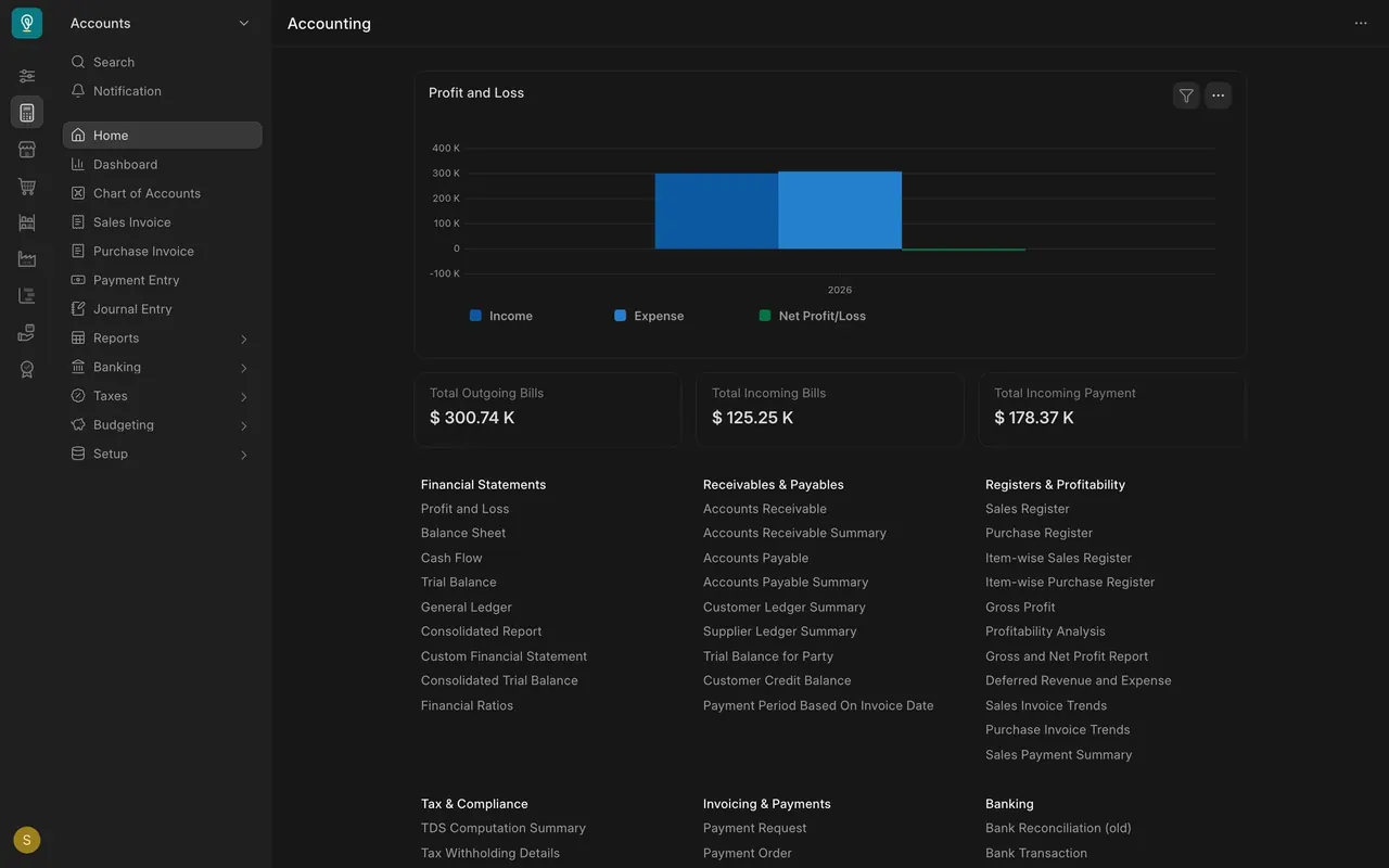 Accounting: the accounts team's sidebar
