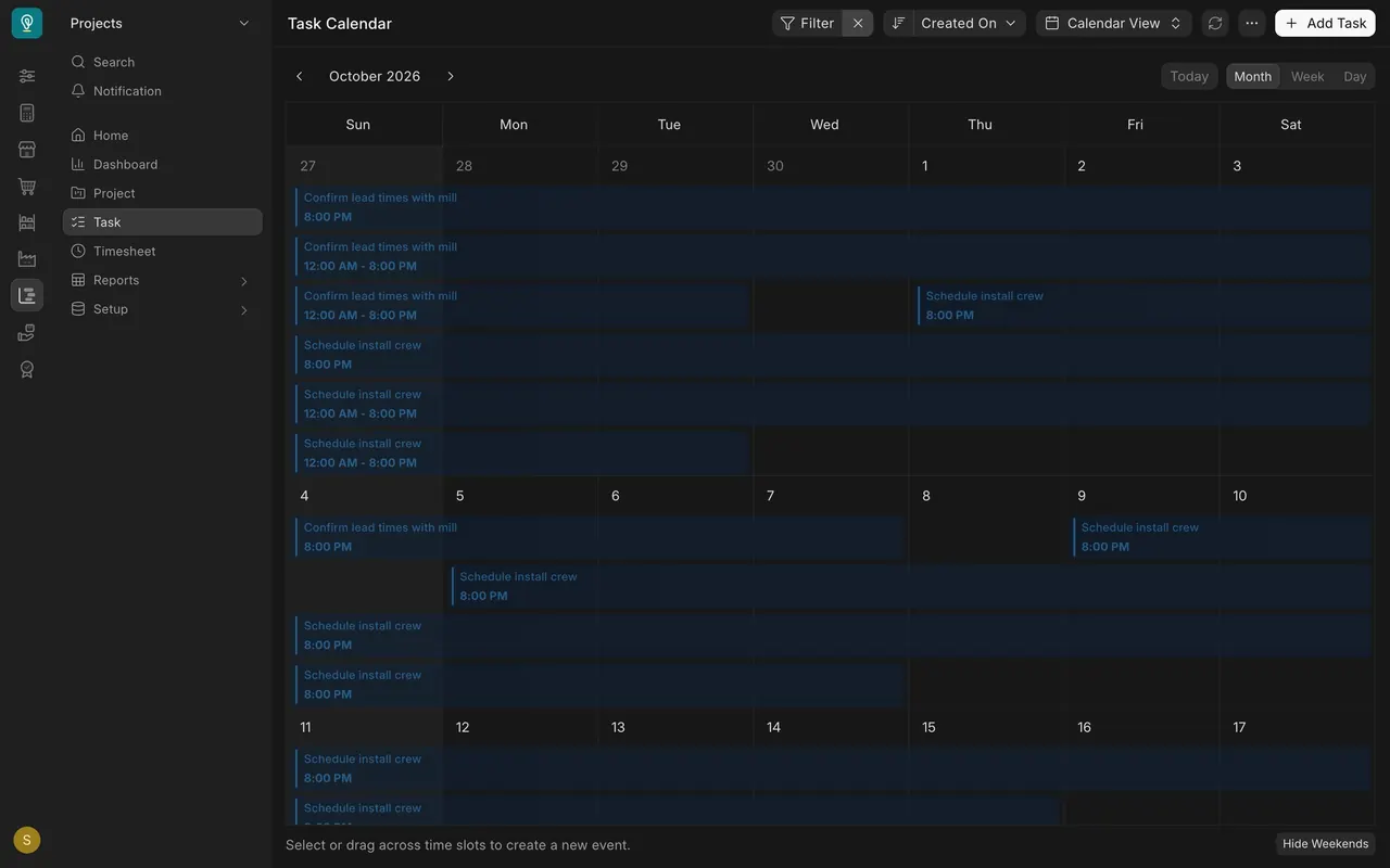 Task Calendar, month view
