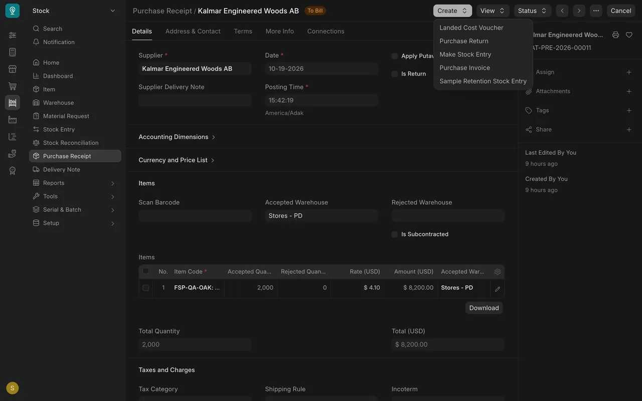 Create menu