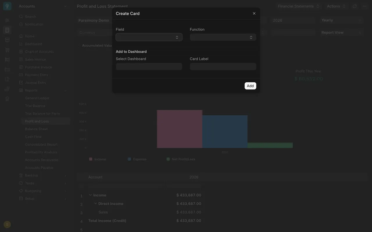 The Create Card dialog