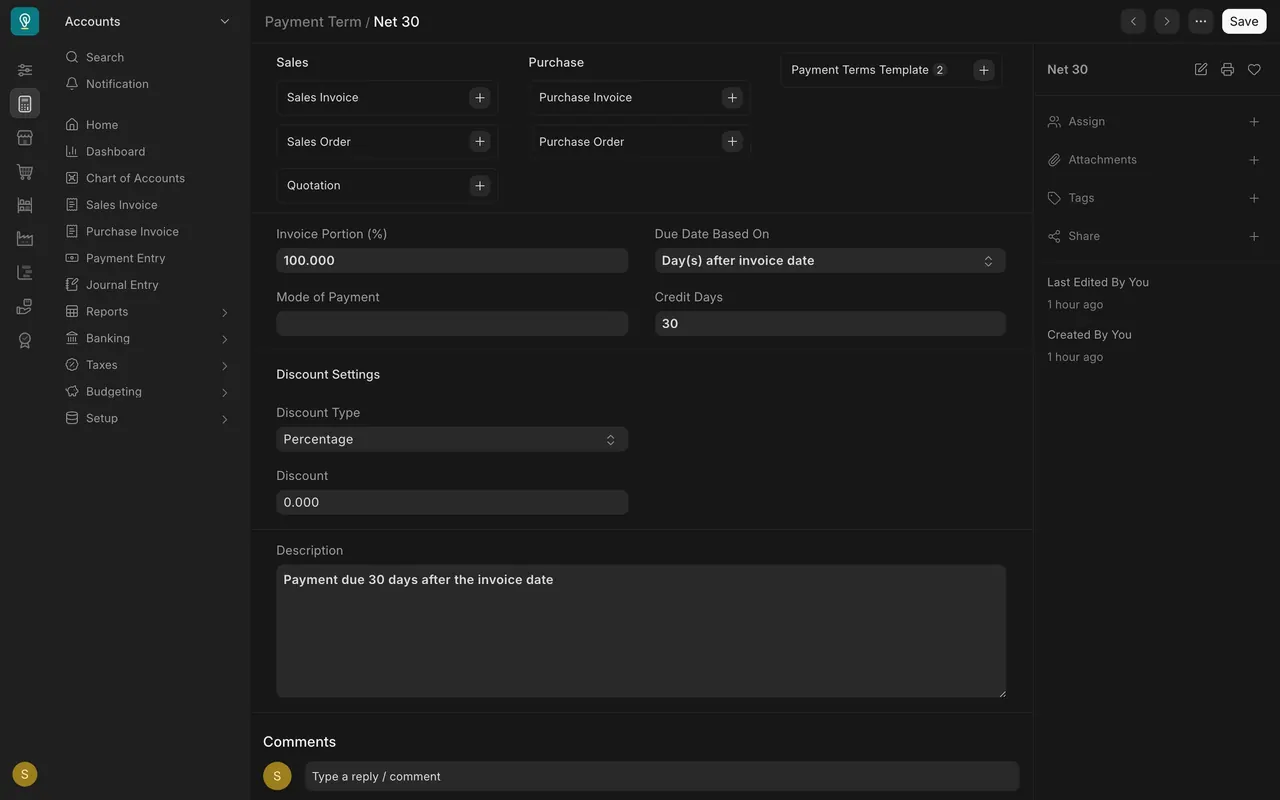 The Net 30 payment term