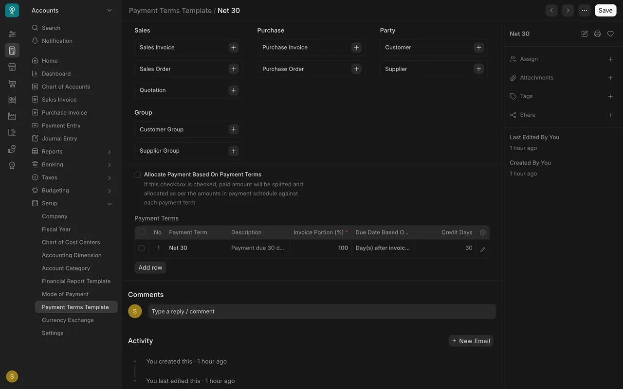 The Net 30 template