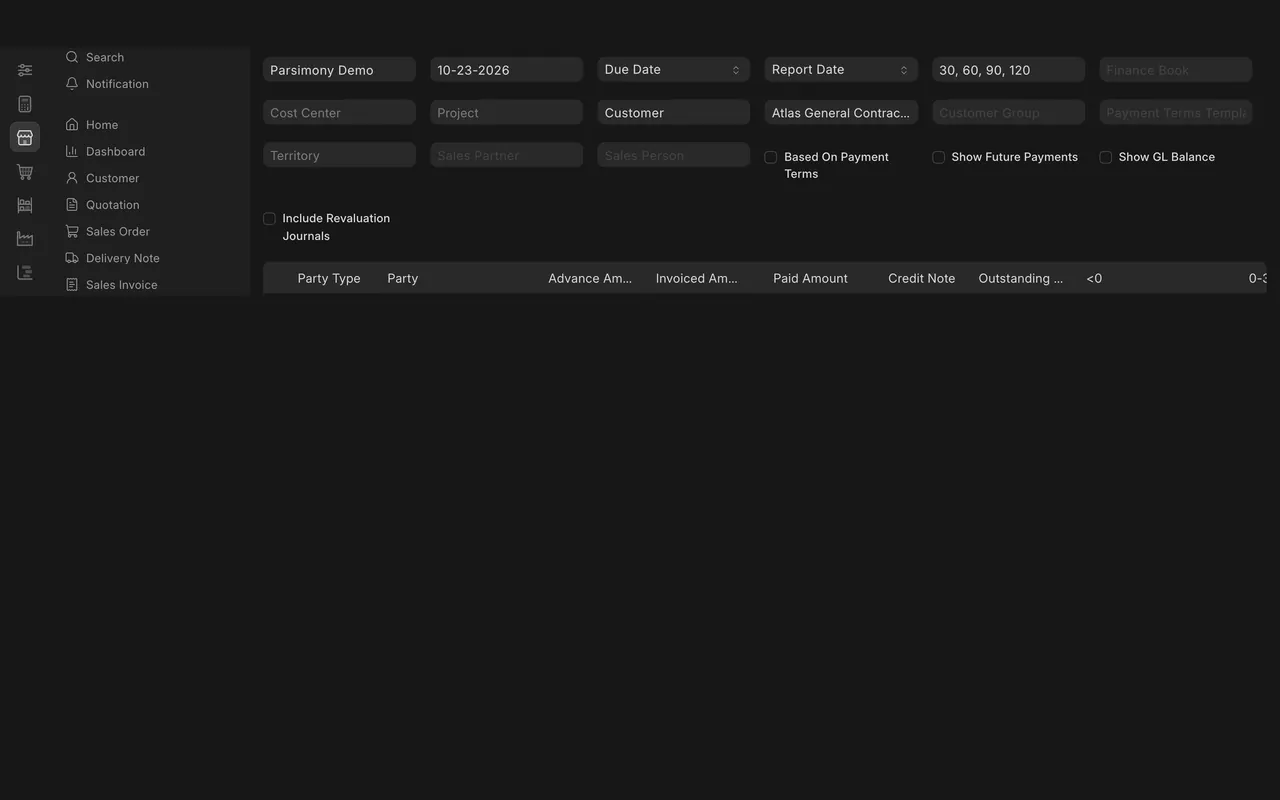The report filtered to one customer