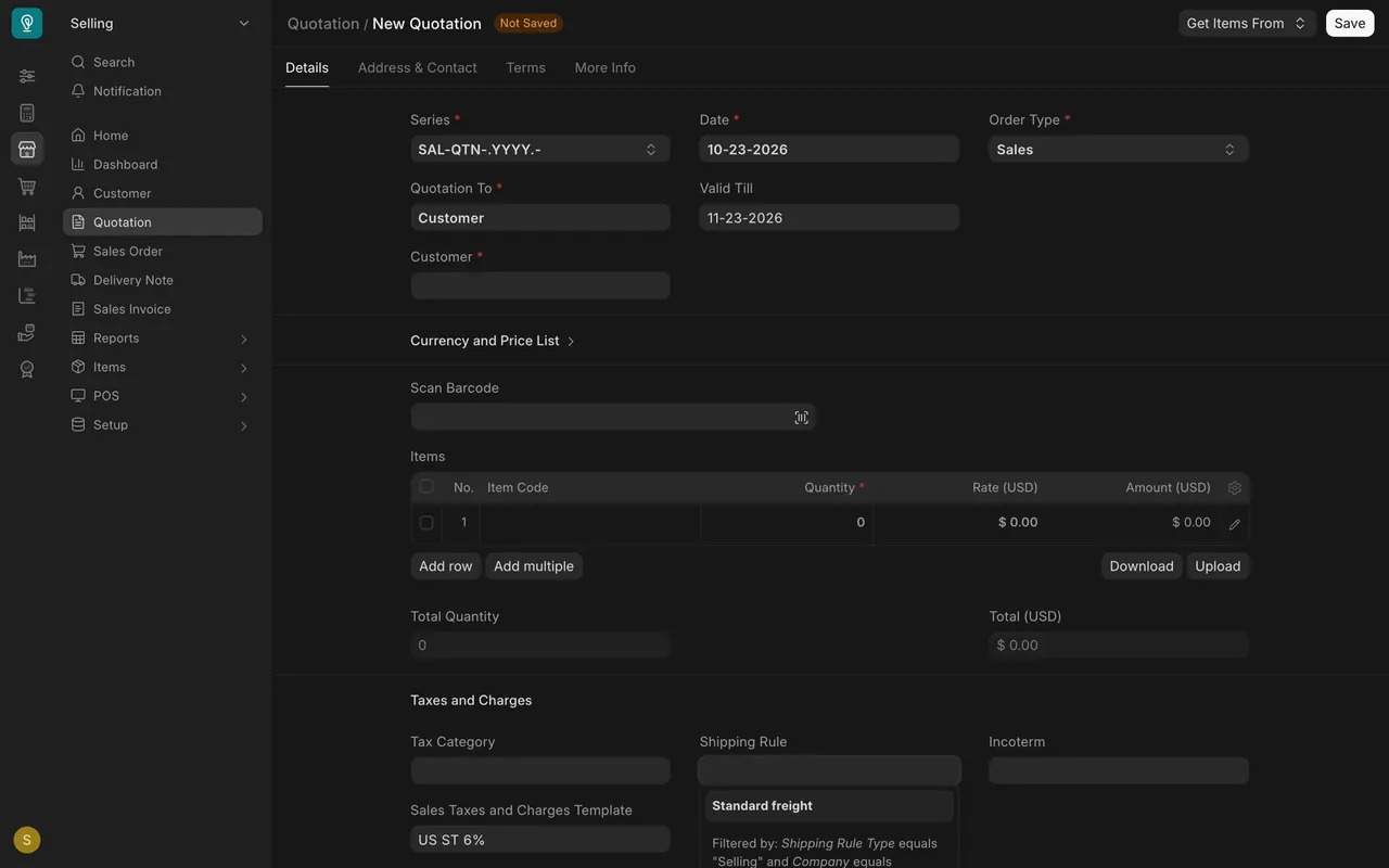 Shipping Rule box