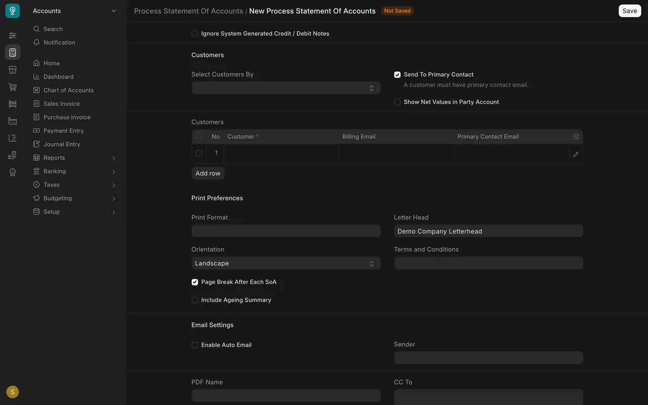 Process Statement Of Accounts