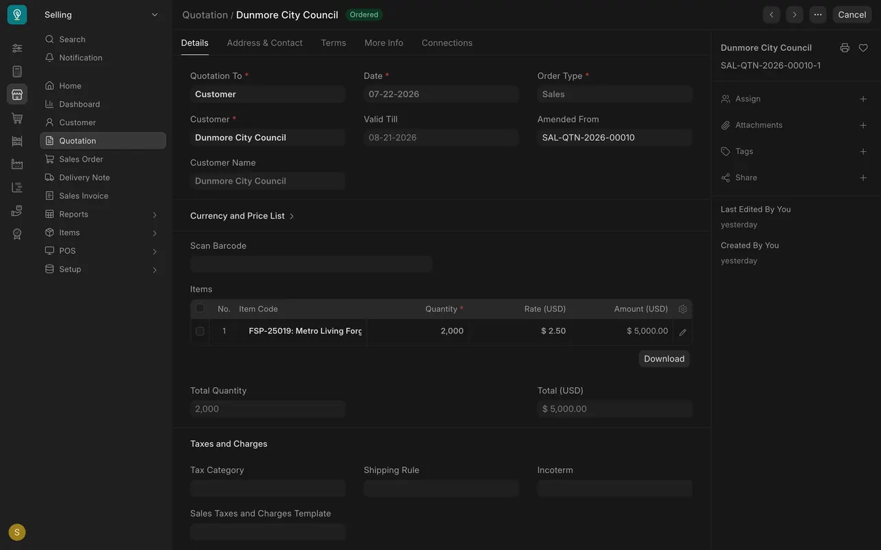 The amended copy, showing Amended From and the corrected rate