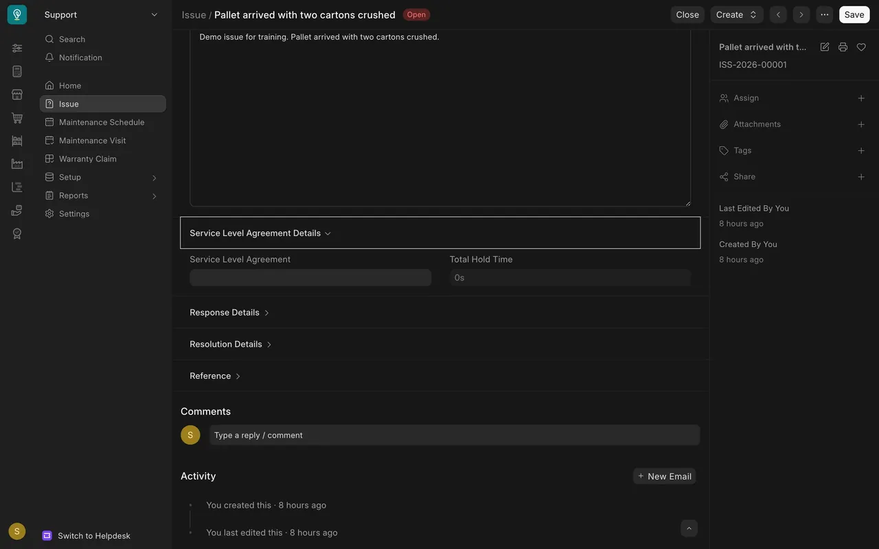 The issue section
