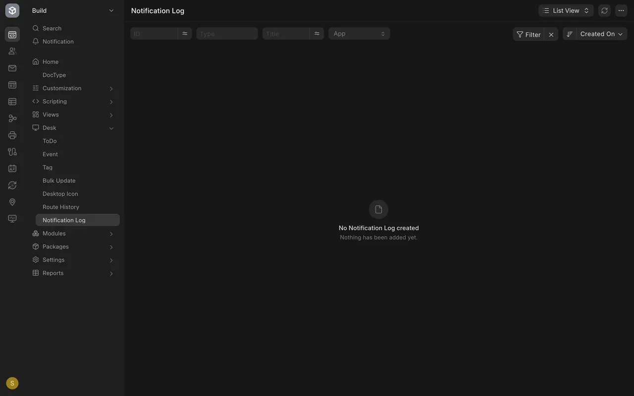 The empty Notification Log