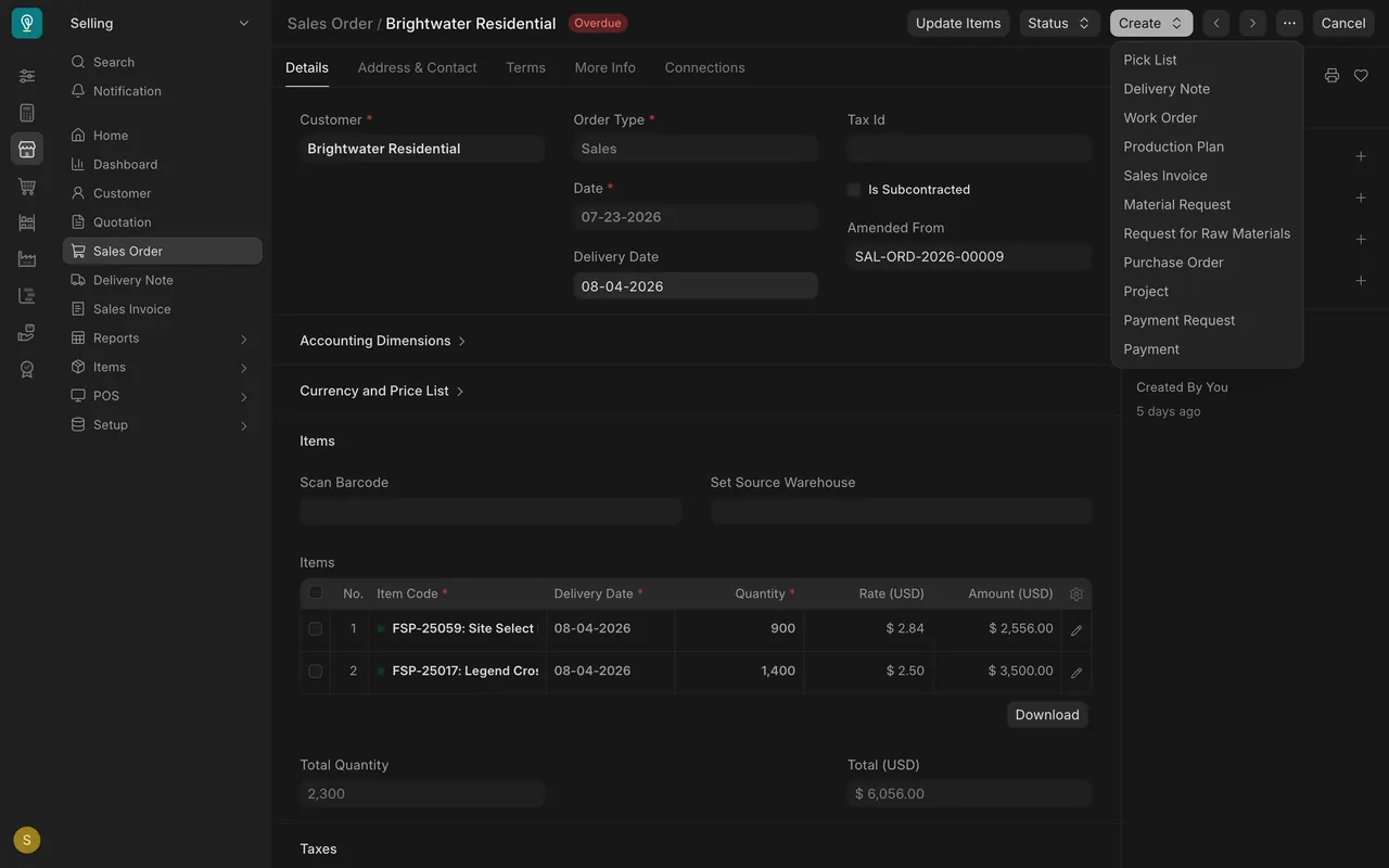 Create menu