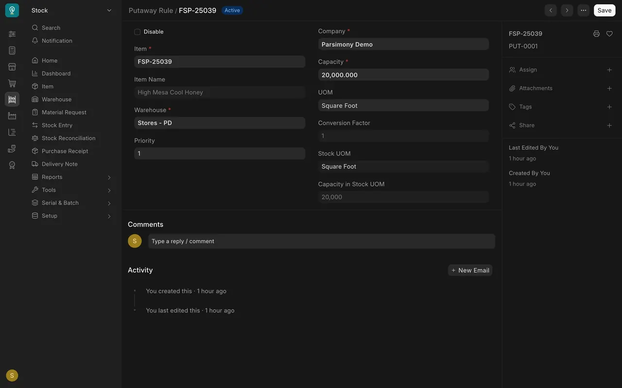The rule form